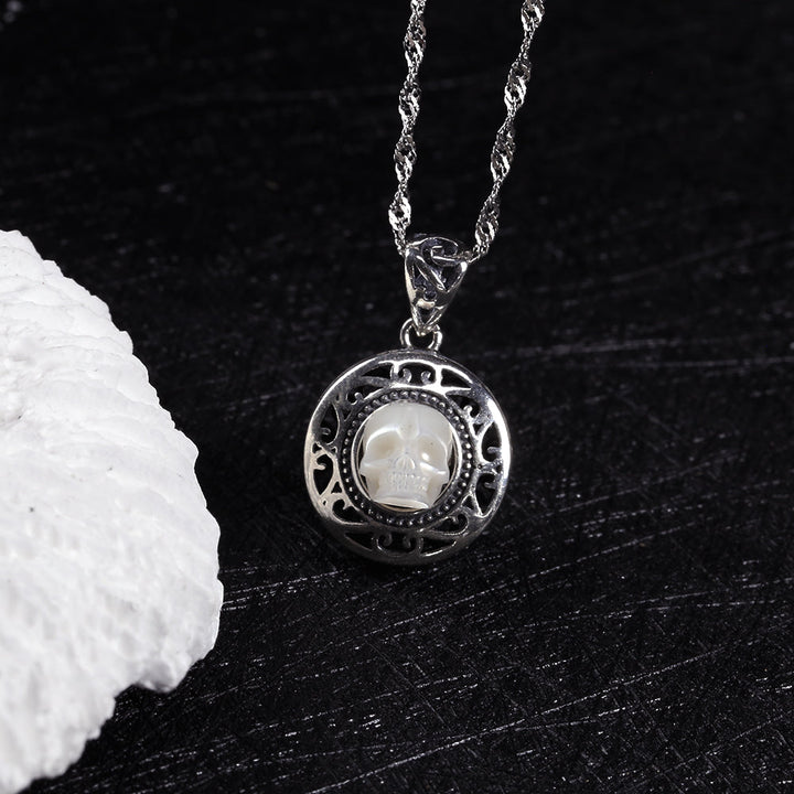 Pearl Skull Queen's Pillbox Locket Necklace™ Skull Accessories – Hollow-Carved Elegance with a Secret Within