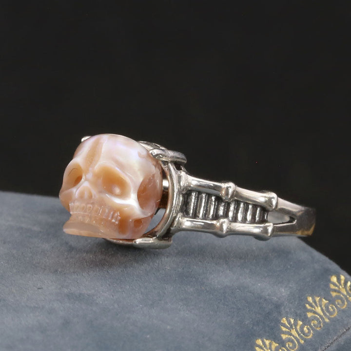 Pearl Skull Sterling Silver Spine Ring Band™ Skull Accessories – Vintage Edge with a Modern Soul
