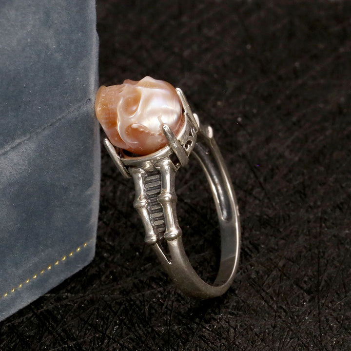 Pearl Skull Sterling Silver Spine Ring Band™ Skull Accessories – Vintage Edge with a Modern Soul