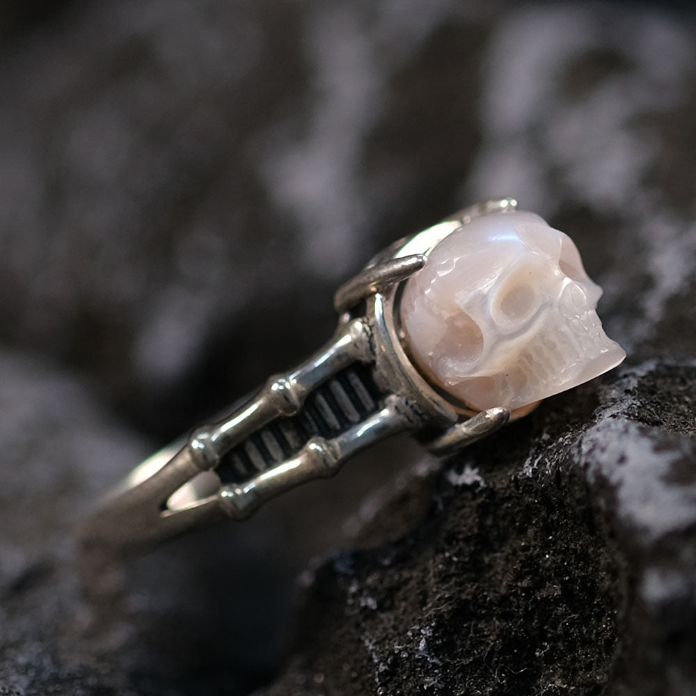 Pearl Skull Sterling Silver Spine Ring Band™ Skull Accessories – Vintage Edge with a Modern Soul