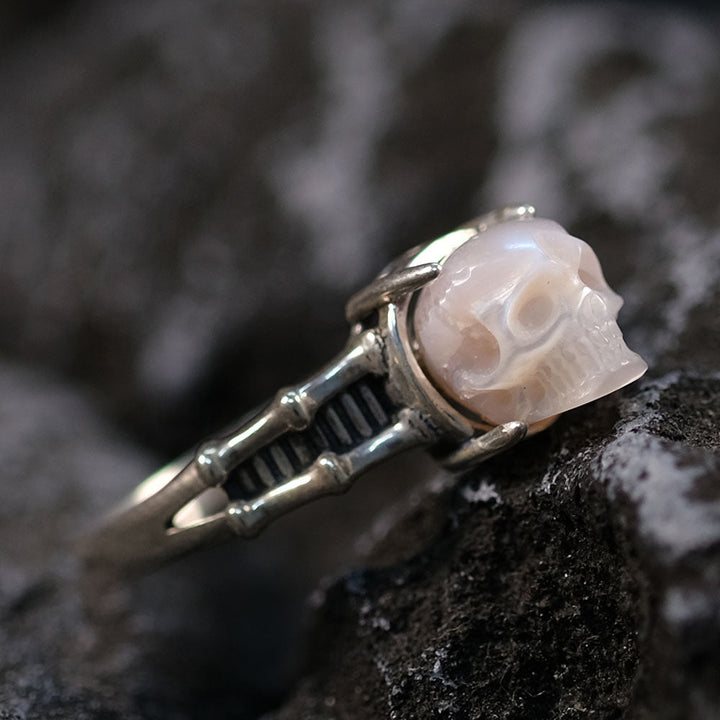 Pearl Skull Sterling Silver Spine Ring Band™ Skull Accessories – Vintage Edge with a Modern Soul