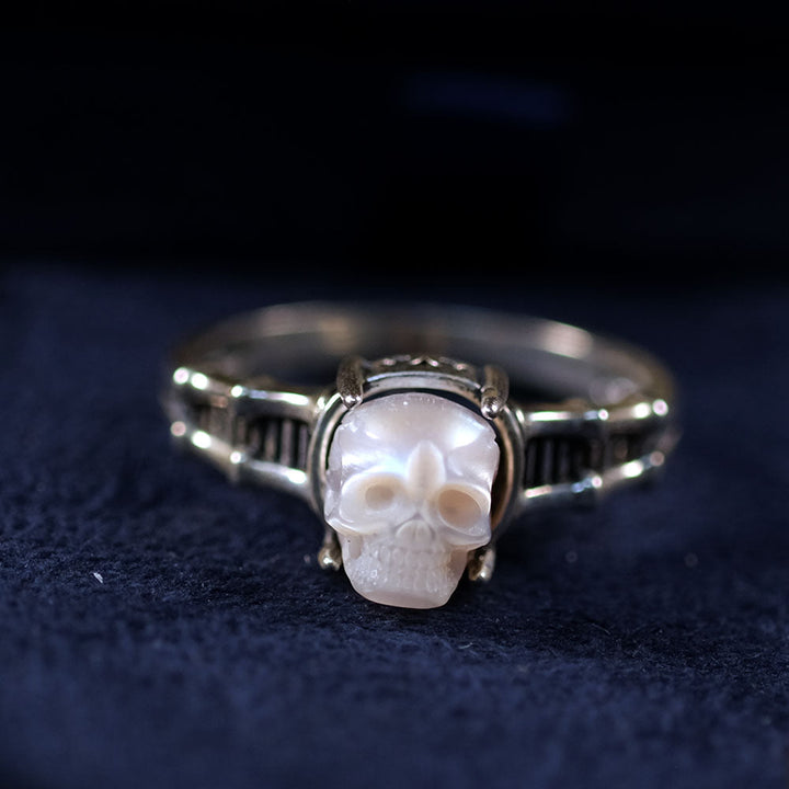 Pearl Skull Sterling Silver Spine Ring Band™ Skull Accessories – Vintage Edge with a Modern Soul