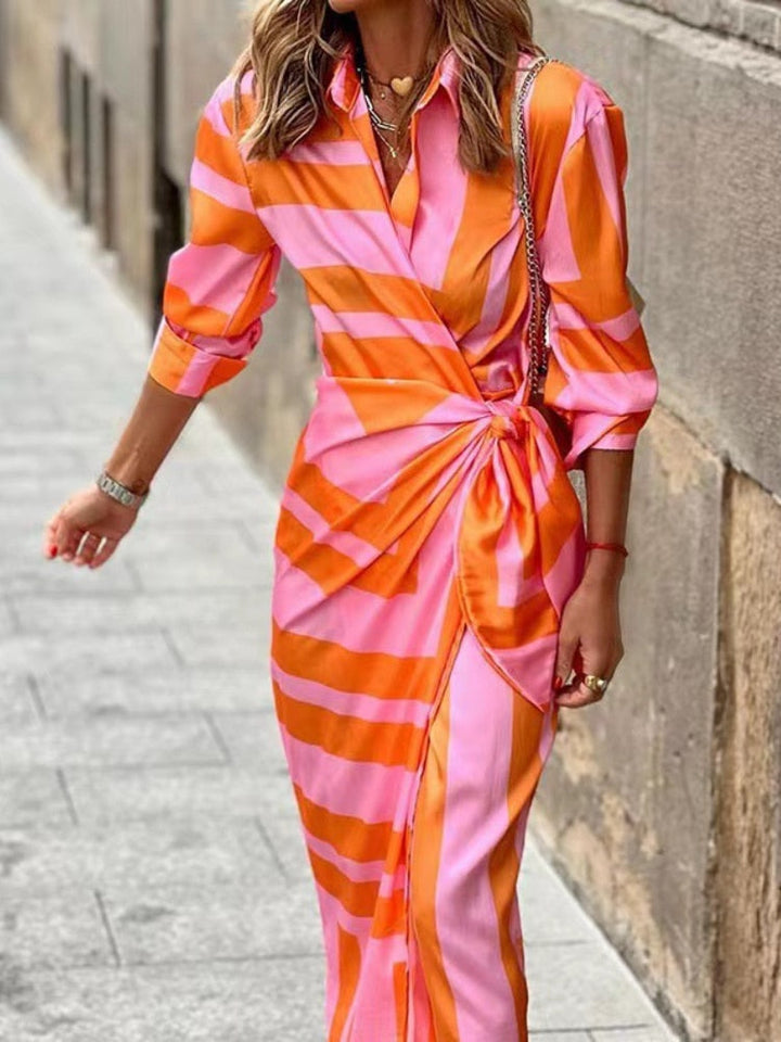 Clarissa WD| Striped Midi Shirt Dress