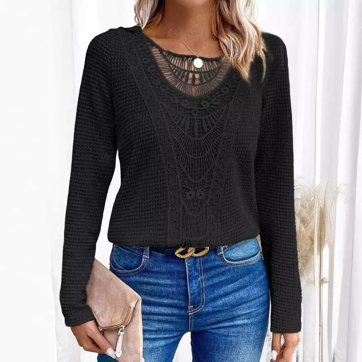Harper™ WBC | Elegant Round Neck T-Shirt with Cut-Out Details