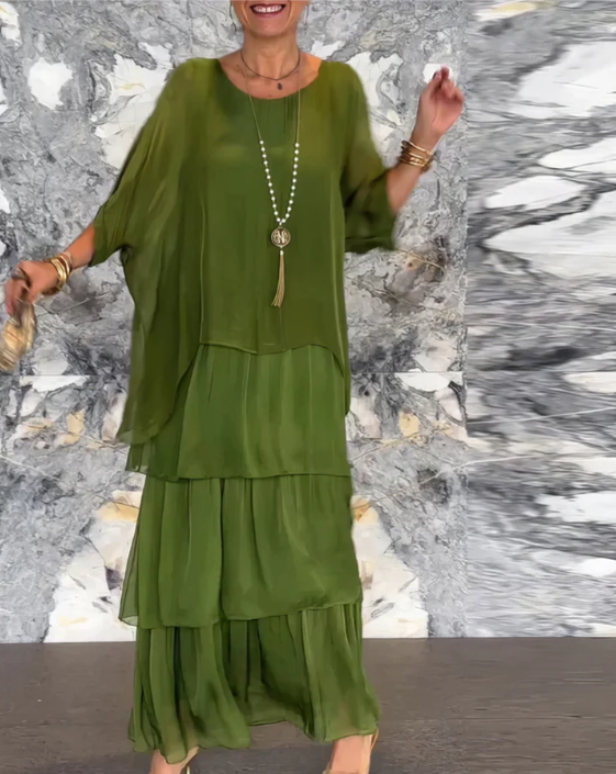 Irmgard® NDC| Loose Maxi Dress with Round Neckline