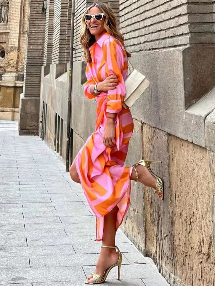 Clarissa WD| Striped Midi Shirt Dress