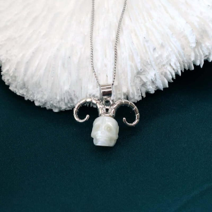 12 Zodiac Signs Aries Pearl Skull Necklace™ Skull Accessories – Strength, Symbolism, and Transformation