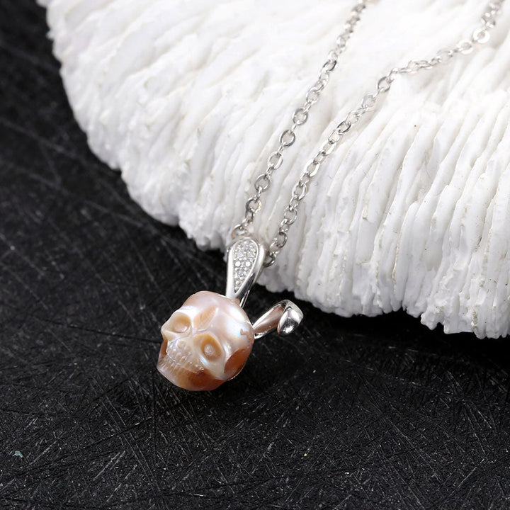 Silver Bunny Ears Pearl Skull Necklace™ Skull Accessories  – Whimsical Elegance with a Bold Twist