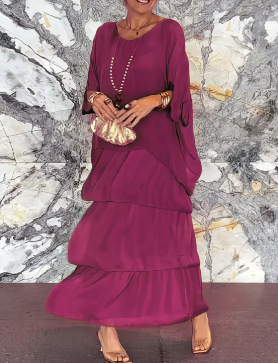 Irmgard® NDC| Loose Maxi Dress with Round Neckline