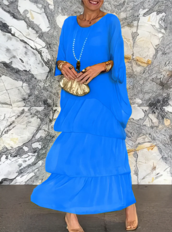 Irmgard® NDC| Loose Maxi Dress with Round Neckline