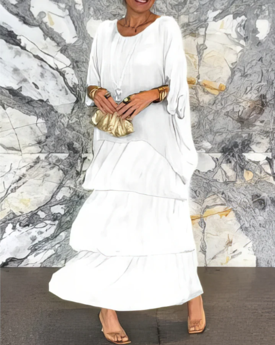 Irmgard® NDC| Loose Maxi Dress with Round Neckline