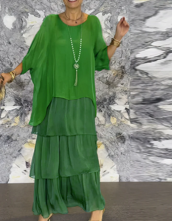 Irmgard® NDC| Loose Maxi Dress with Round Neckline