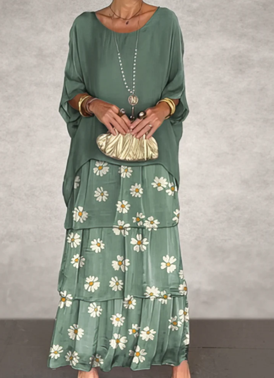 Irmgard® NDC| Loose Maxi Dress with Round Neckline