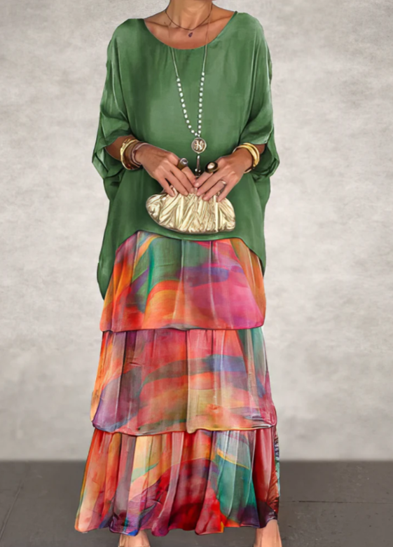 Irmgard® NDC| Loose Maxi Dress with Round Neckline