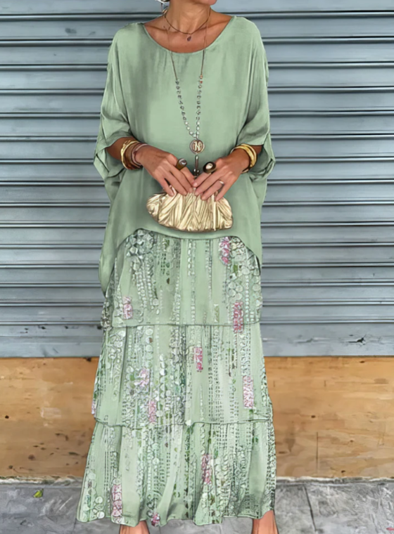 Irmgard® NDC| Loose Maxi Dress with Round Neckline