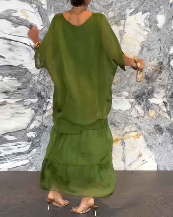 Irmgard® NDC| Loose Maxi Dress with Round Neckline