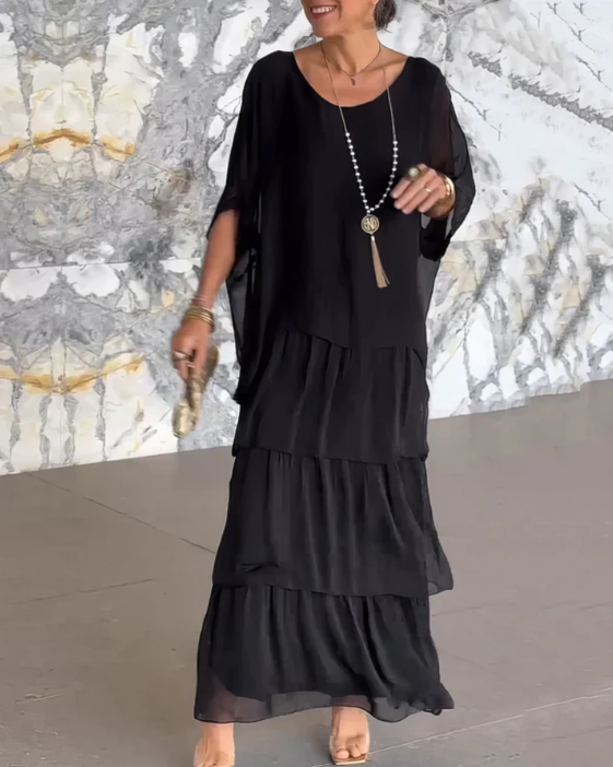 Irmgard® NDC| Loose Maxi Dress with Round Neckline