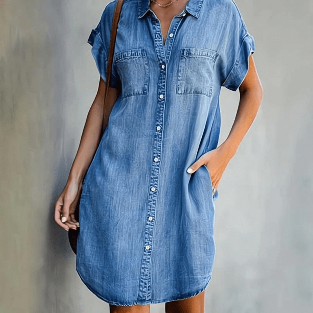Hildegard® NDC| Short-Sleeved Denim Dress