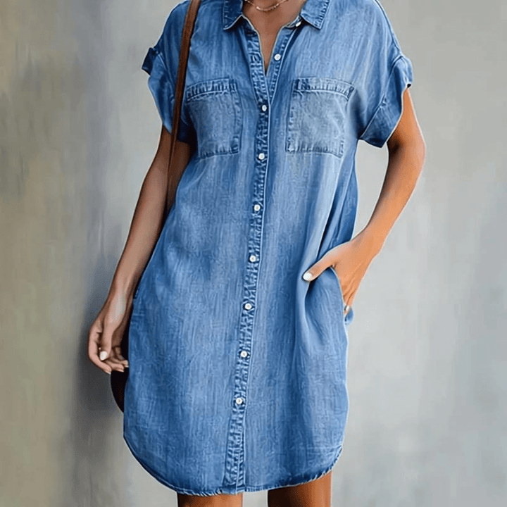 Hildegard® NDC| Short-Sleeved Denim Dress