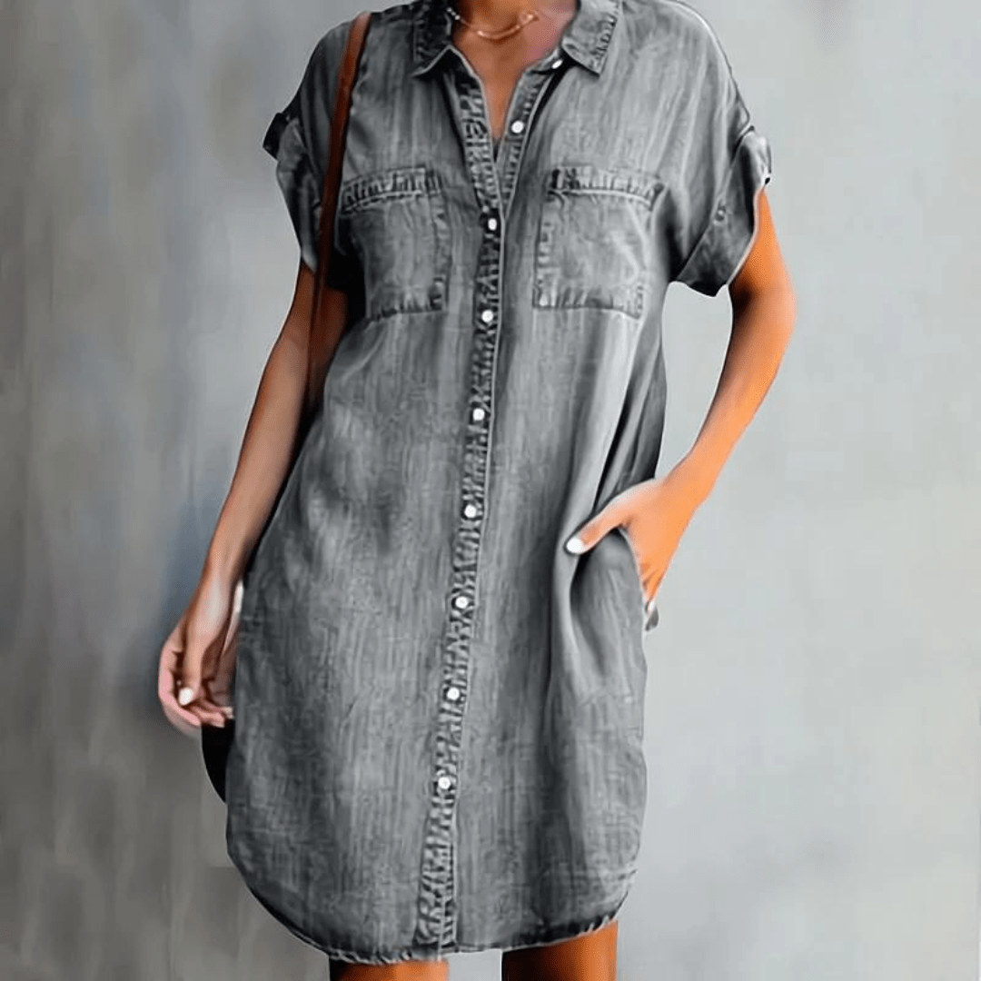 Hildegard® NDC| Short-Sleeved Denim Dress