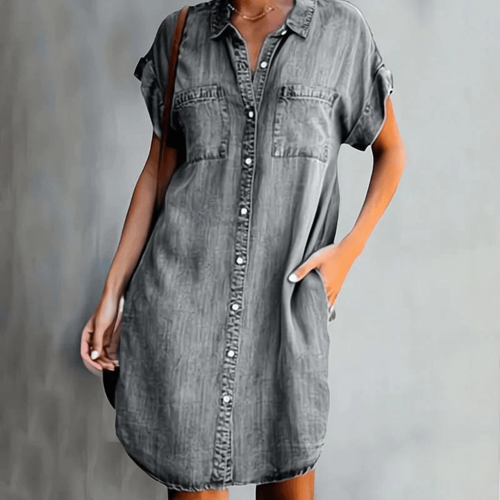 Hildegard® NDC| Short-Sleeved Denim Dress