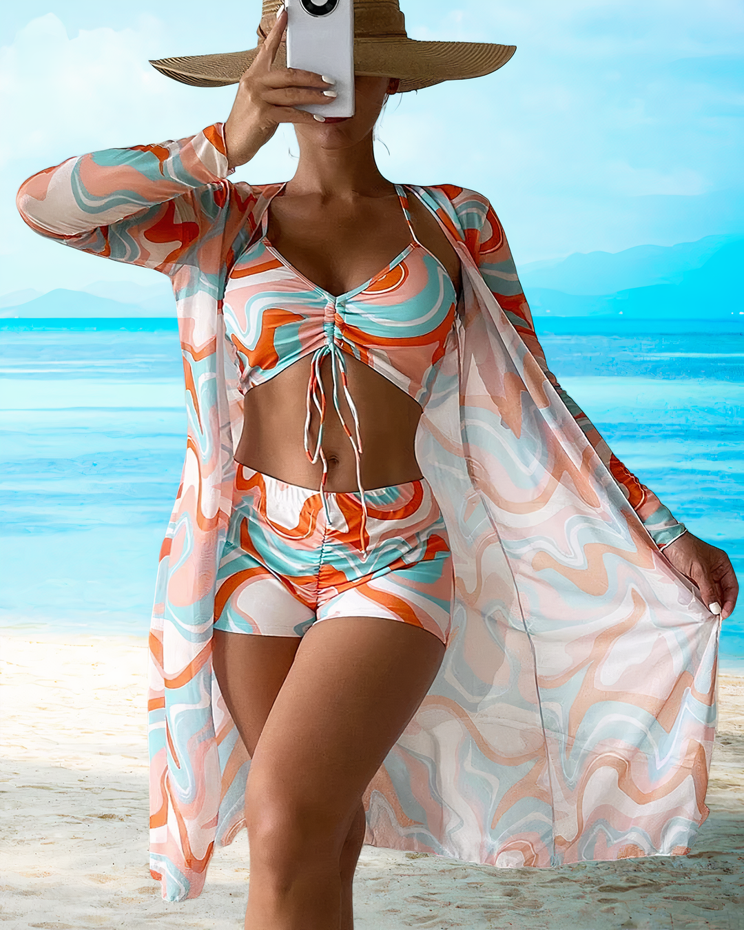 Avery™ SC - High-Waist Bikini Set with Cover-Up