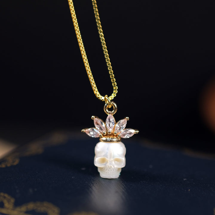 Zircon Crowned Pearl Skull Necklaces™ Skull Accessories - Regal Elegance with a Daring Edge