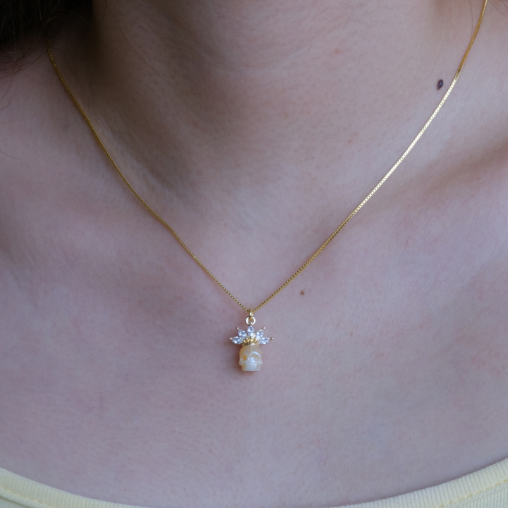 Zircon Crowned Pearl Skull Necklaces™ Skull Accessories - Regal Elegance with a Daring Edge