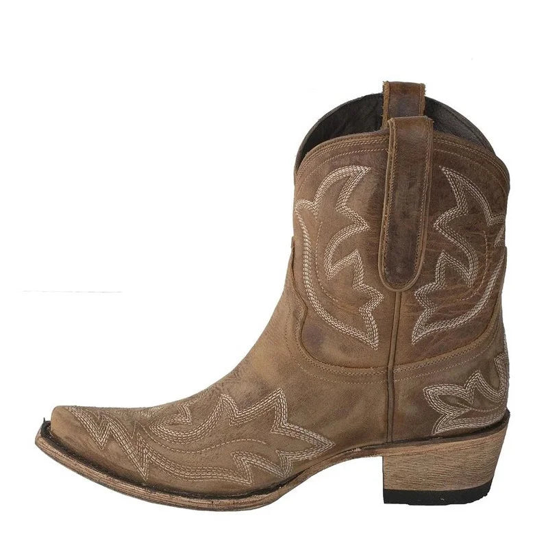 Desert Stepper™ Retro Western Style – Vintage Embroidered Block Heel Western Boots
