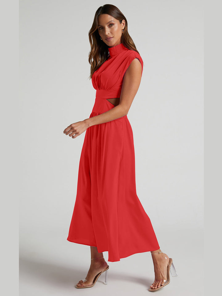 Gersinde - Elegant Sleeveless Dress with Cutout and Stand-Up Collar for Women