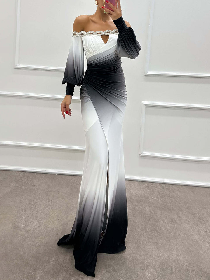 Elysia WD| Gradient Off-Shoulder Evening Dress