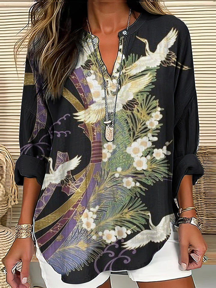Orielle™ Newest Arrivals - Elegant Flight Print Blouse