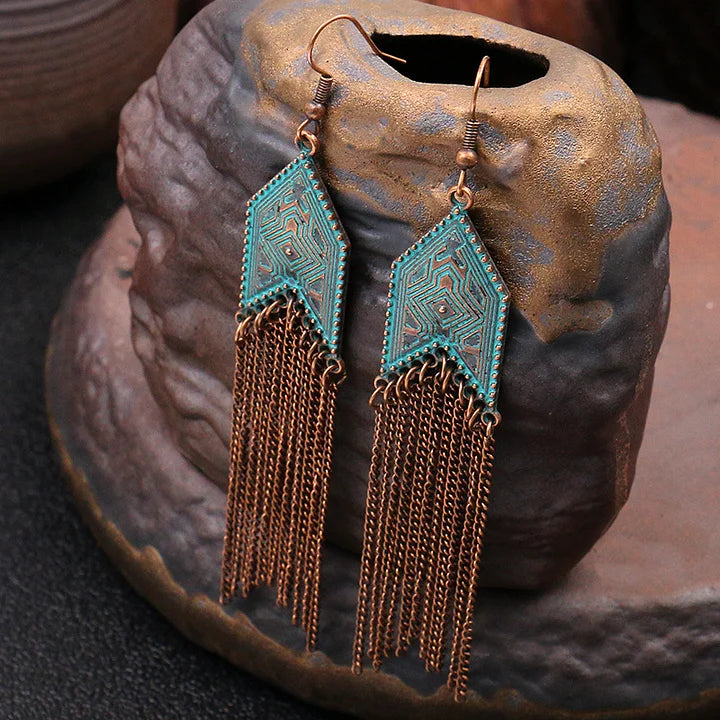 Women's Bohemian Alloy Tassel Earrings™ Retro Western Style – Chic Statement Accessories with Boho Vibes