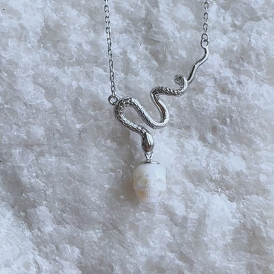 Mystic Snake Pearl Skull Necklace™ Skull Accessories  – A Serpentine Symbol of Power and Elegance
