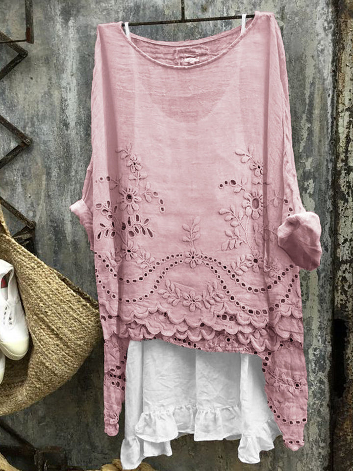 Rosmira™ Newest Arrivals  - Dual-Hem Printed Blouse
