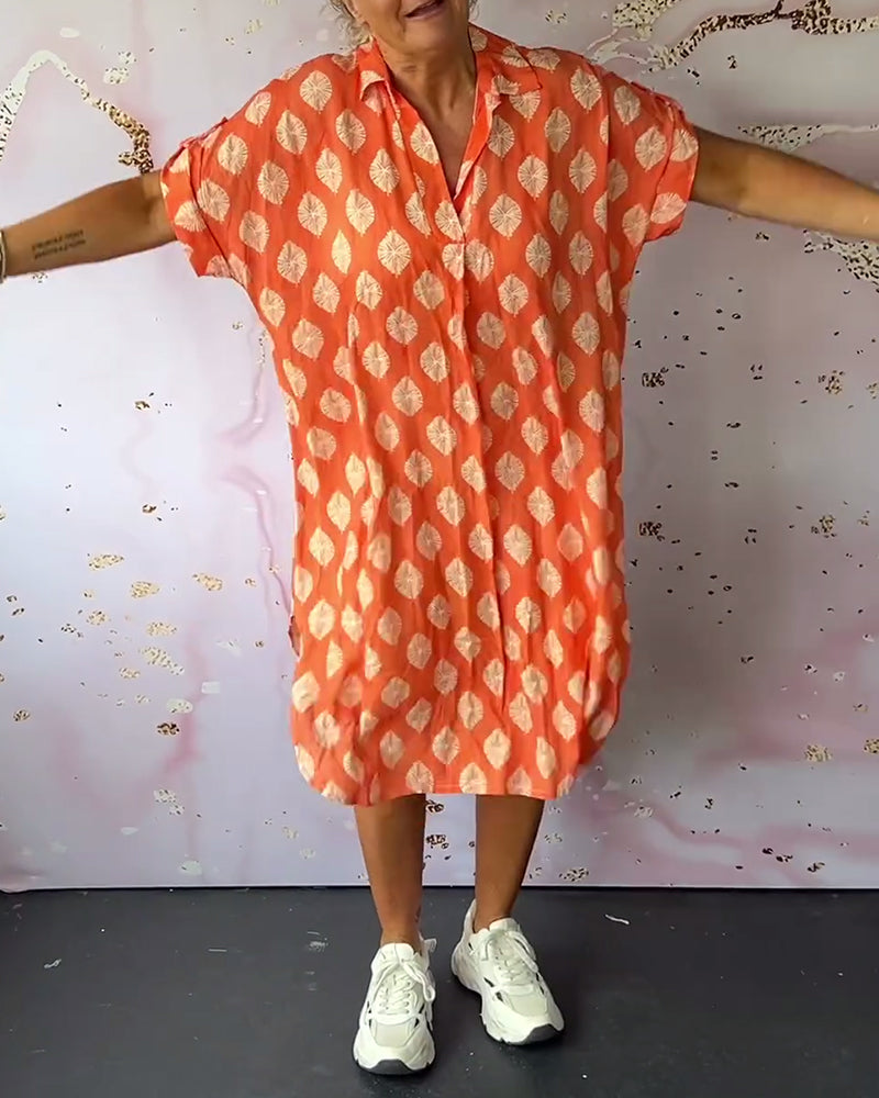 Marianne®NDC| Loose Summer Dress with Notched Collar and Short Sleeves