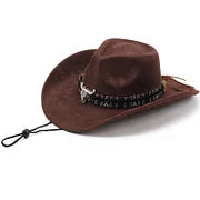 Western Suede Cowboy Hat With Bull Skull Buckle™ Retro Western Style – Rugged Charm Meets Classic Western Style