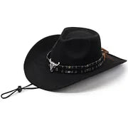 Western Suede Cowboy Hat With Bull Skull Buckle™ Retro Western Style – Rugged Charm Meets Classic Western Style