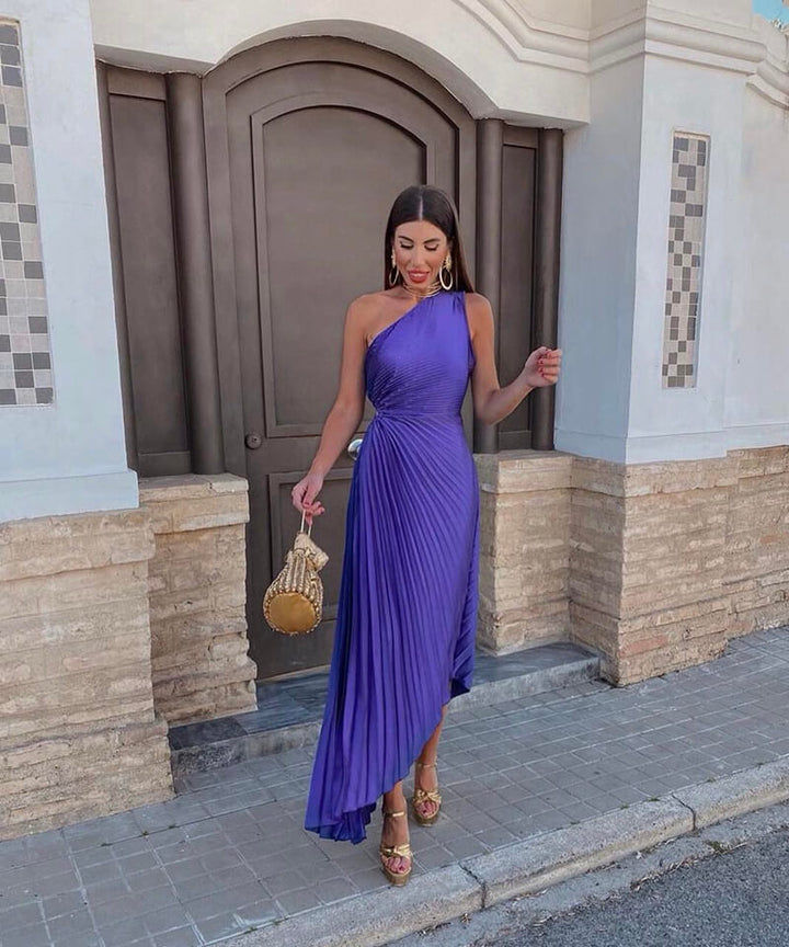 Celeste WD – Elegant One-Shoulder Midi Dress