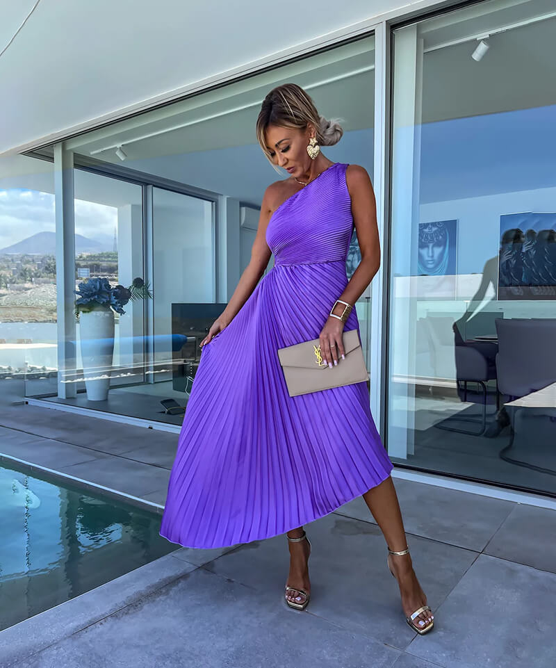 Celeste WD – Elegant One-Shoulder Midi Dress