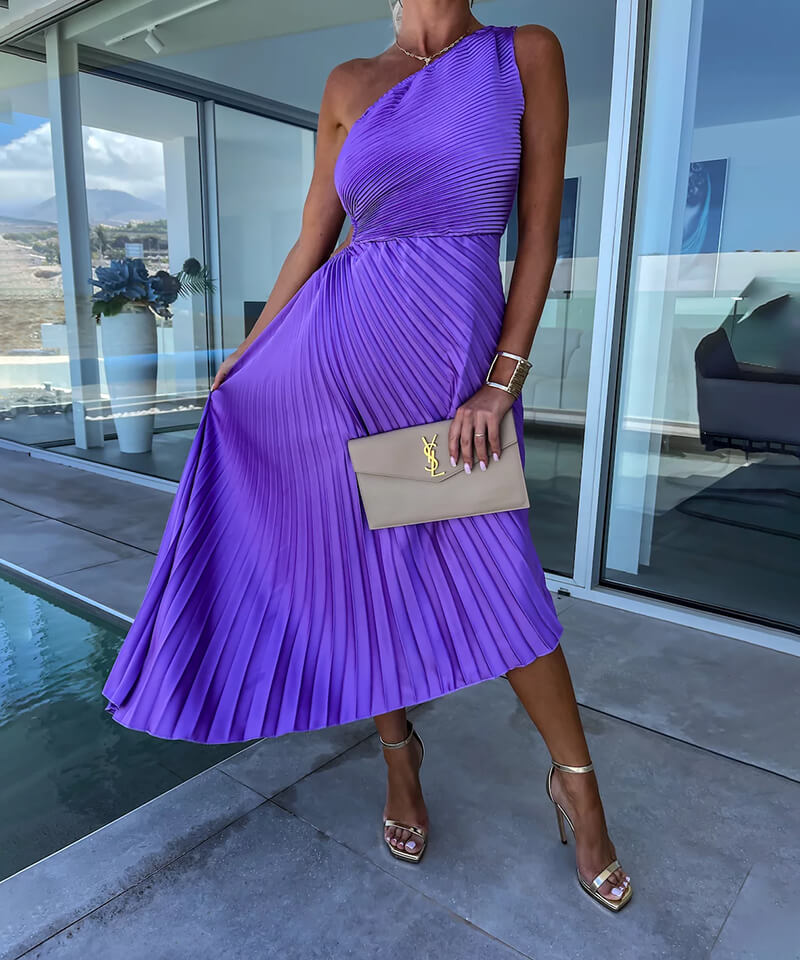 Celeste WD – Elegant One-Shoulder Midi Dress