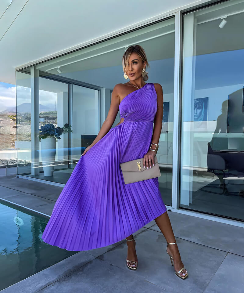 Celeste WD – Elegant One-Shoulder Midi Dress