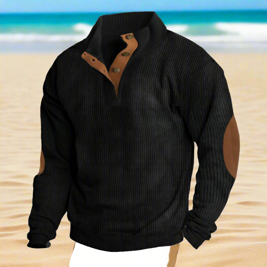 Classic Rib-Knit Sweater with Buttons for Men | Perfect for Autumn/Winter