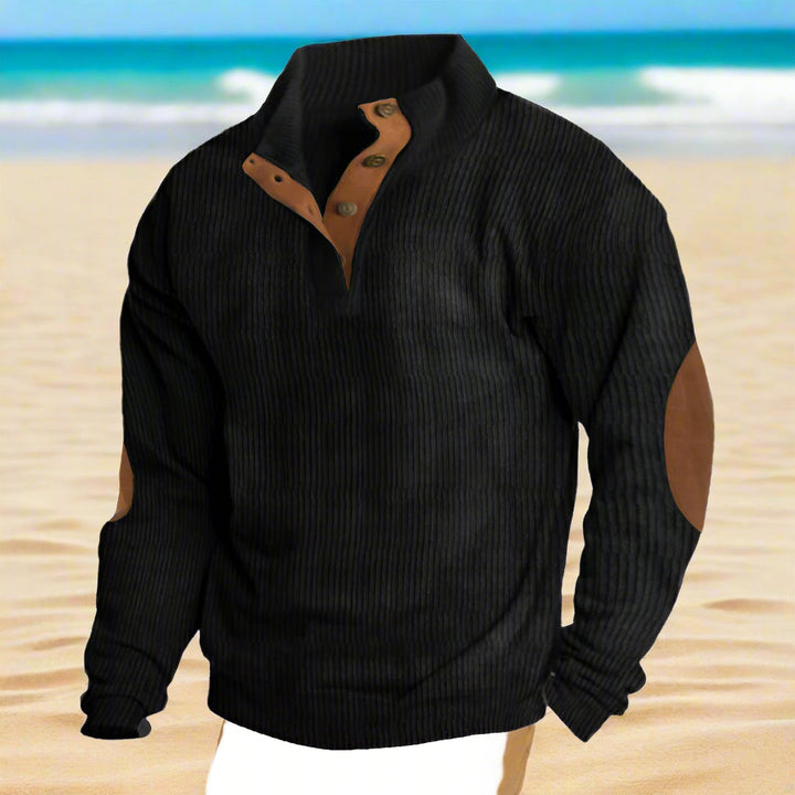 Classic Rib-Knit Sweater with Buttons for Men | Perfect for Autumn/Winter