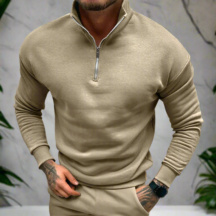 Comfortable Long-Sleeve Pullover with Zipper for Men | Perfect for Autumn/Winter