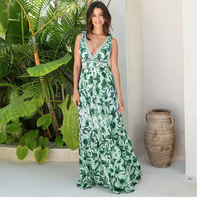 Olivia™ SC- Stylish V Neck Floral One-Piece Swimsuit Set