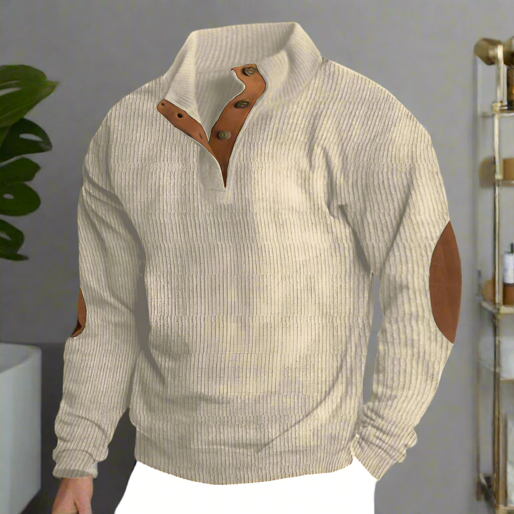 Classic Rib-Knit Sweater with Buttons for Men | Perfect for Autumn/Winter