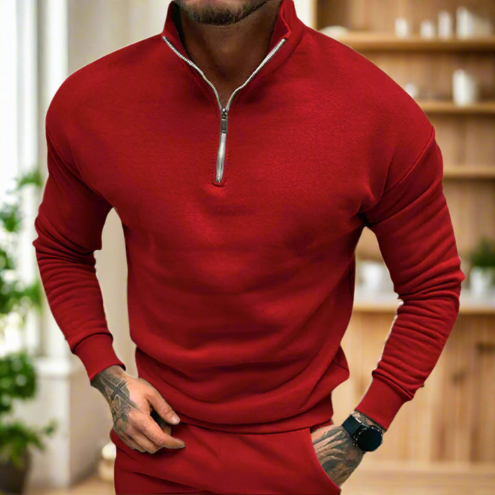 Comfortable Long-Sleeve Pullover with Zipper for Men | Perfect for Autumn/Winter