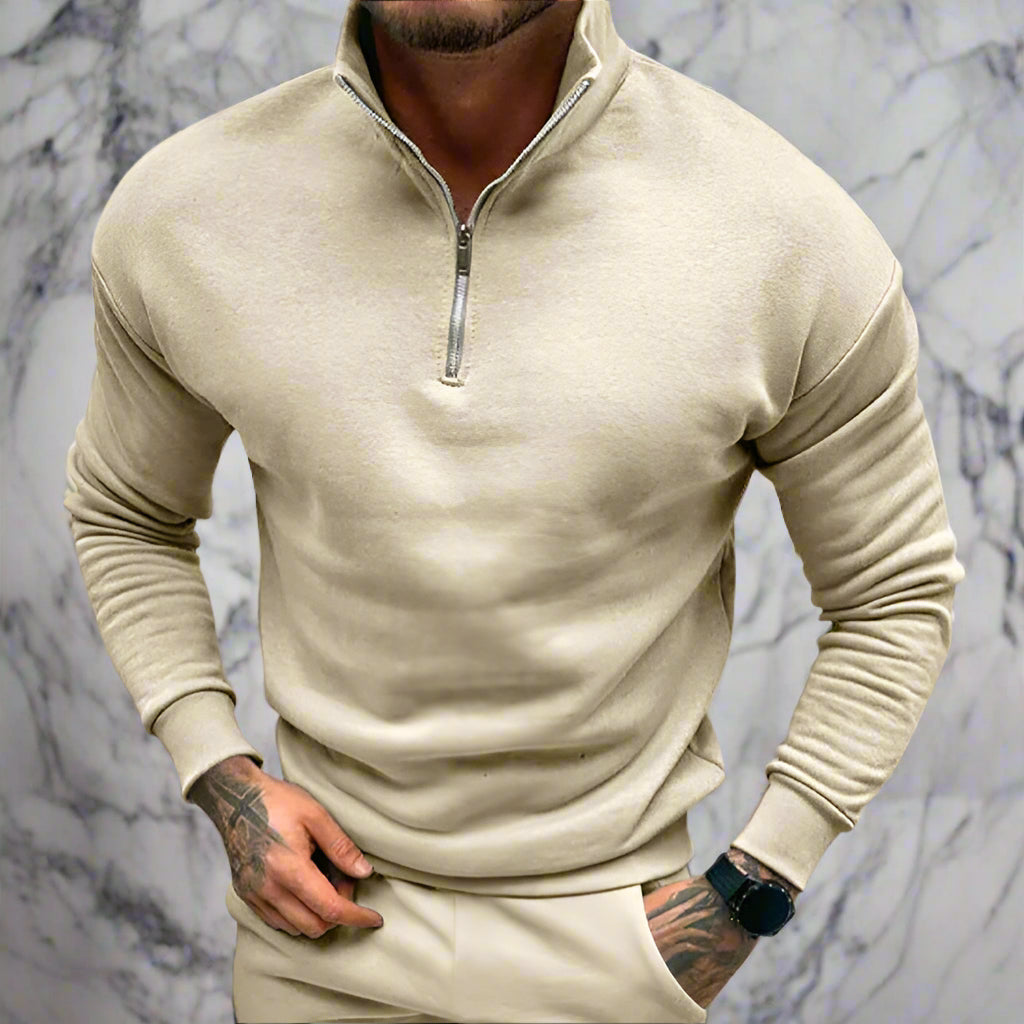Comfortable Long-Sleeve Pullover with Zipper for Men | Perfect for Autumn/Winter