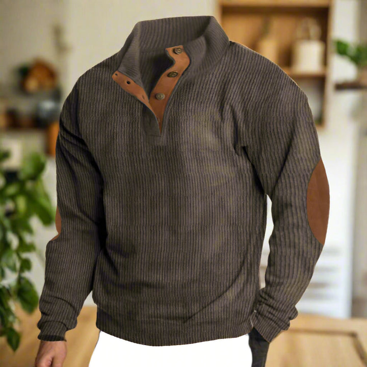 Classic Rib-Knit Sweater with Buttons for Men | Perfect for Autumn/Winter